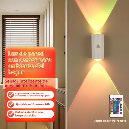 💡 Lámpara nocturna inteligente con sensor humano y base magnética – Luz de armario autoadhesiva recargable, con doble sensor tipo “ojo de gato” 🐱✨