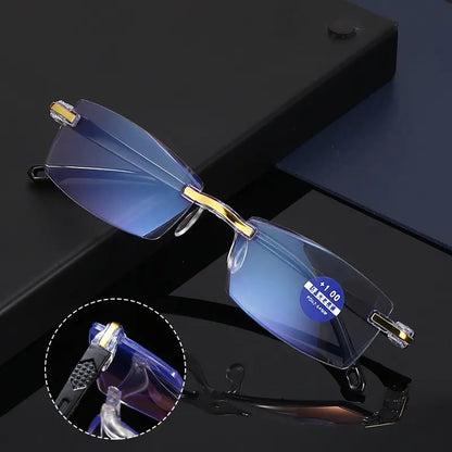 1 pora už 24 € 🧐👓️ Elegantiški skaitymo akiniai, blokuojantys mėlynąją šviesą; berėmis dizainas mažina akių įtampą ir padeda išvengti trumparegystės; tinka tiek vyrams, tiek moterims.