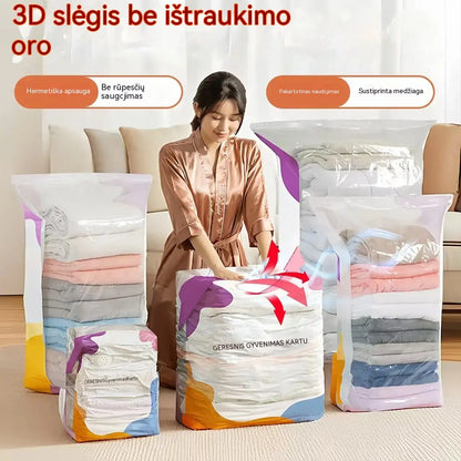 🧳【5 dalių rinkinys】💨 Didelis, suspaudžiamas vakuuminis maišas daiktams laikyti: nereikia siurblio, sandarus; idealiai tinka vietai taupyti lagamine ir namuose ✈️