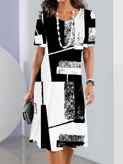 🔥【Jarní výprodej】👗【XS-5XL】Sexy šaty 2025 s potiskem a kulatým výstřihem pro ženy