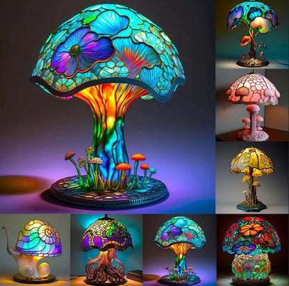 🔥 🍄Namizna svetilka iz vitraža z motivom gob iz serije Plant🎉