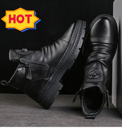 ⏳Novi jesenski in zimski modeli 【39-44】 Novi moški usnjeni škornji, visokokakovostno goveje usnje, ročno izdelani.