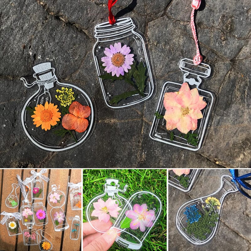 🌸🌷 【80 piezas】Materiales DIY para marcapáginas de flores secas y láminas de plastificado -Flor no incluida