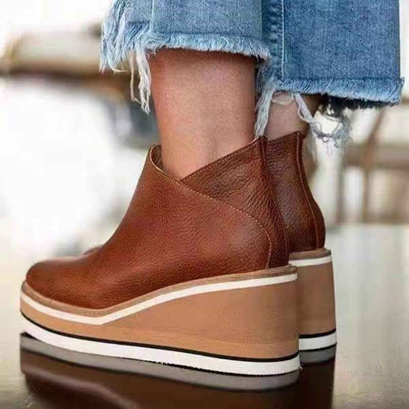 【35-43】Nuevos botines de cuero informales de gran tamaño