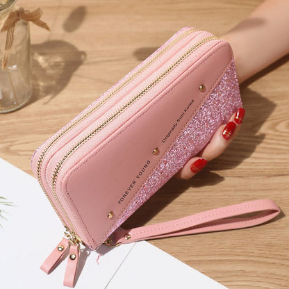 🔥【Compra 1 y recibe 1 gratis】👛 Billetera para mujer de gran capacidad con doble cremallera y diseño moderno en contraste