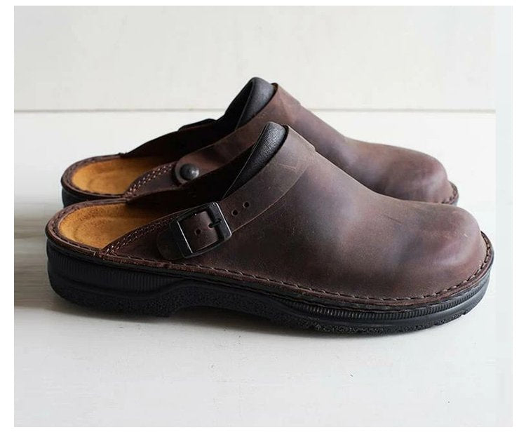✨[38-48] 😎 Unisex multifunkční ležérní pantofle z pravé kůže s měkkou podrážkou