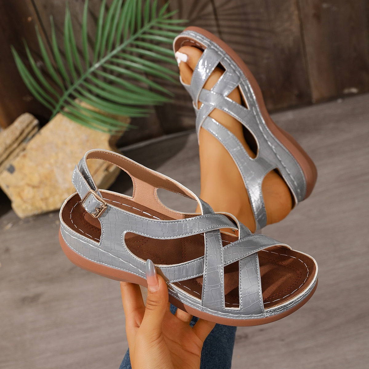 🍃【36-43】Nuevas sandalias de plataforma con cuña y hebillas.✅️【Pago contra entrega】