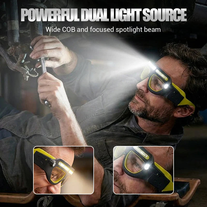 👓💡Linterna frontal LED recargable con gafas