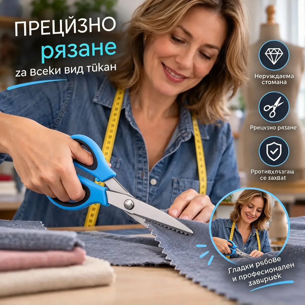 🔥Купи 1 и ще получиш 1 безплатно✂️ Професионални ножици със зъбци – Остри ножици със зъбци