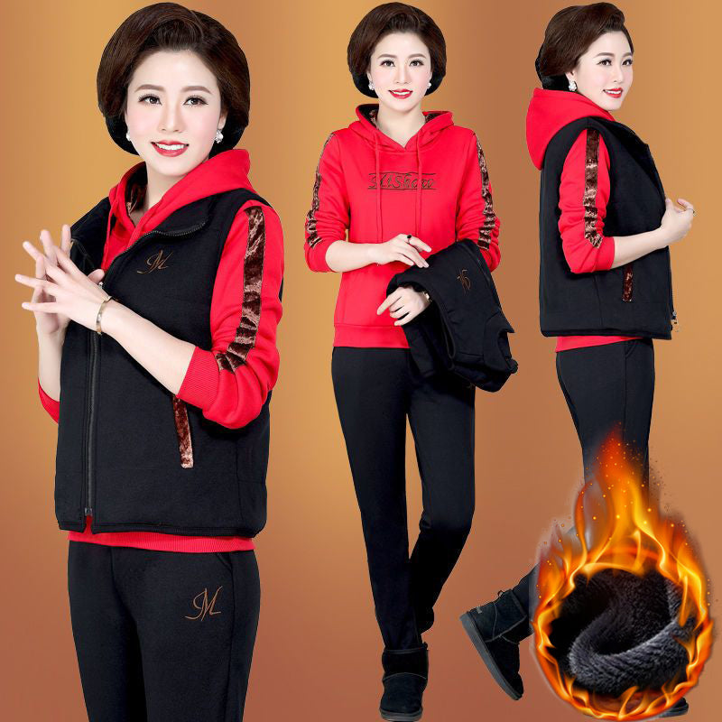 🔥【Pantalón + Suéter + Chaqueta】Nuevo traje acolchado y grueso de otoño e invierno 2025 para deportes y ocio.