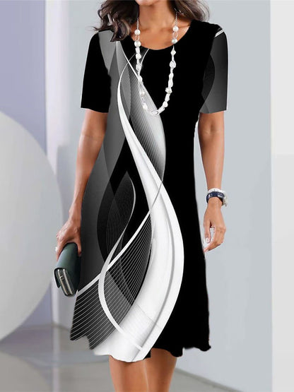 🔥【Jarní výprodej】👗【XS-5XL】Sexy šaty 2025 s potiskem a kulatým výstřihem pro ženy