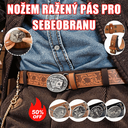 🆒🎁【Plačilo ob dostavi】👍Moški reliefni pas z vgrajenim nožem za samoobrambo