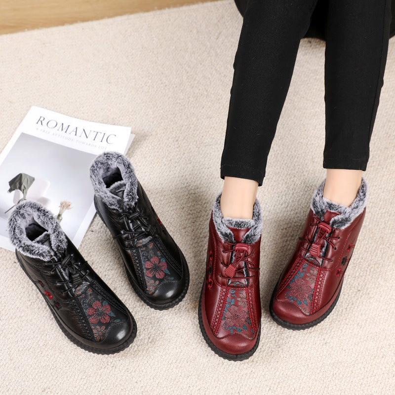 🔥🔥【35-40】Botas de nieve de cuero con forro térmico y suela antideslizante para invierno