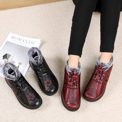 🔥🔥【35-40】Botas de nieve de cuero con forro térmico y suela antideslizante para invierno