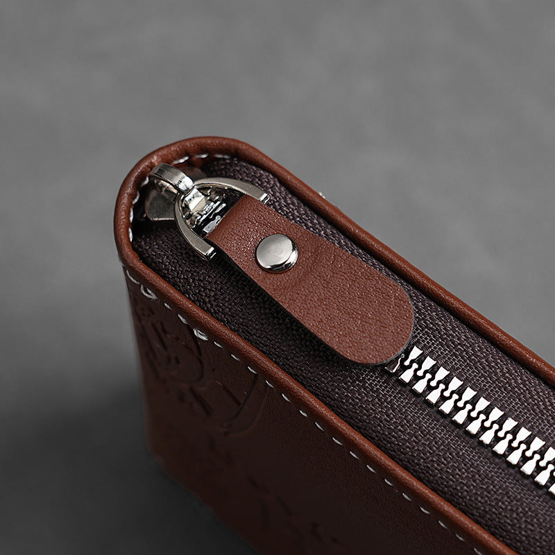 🔥🔥【Compre 1 y obtenga 1 gratis】Nueva y elegante cartera corta con cremallera de estilo retro para hombre.
