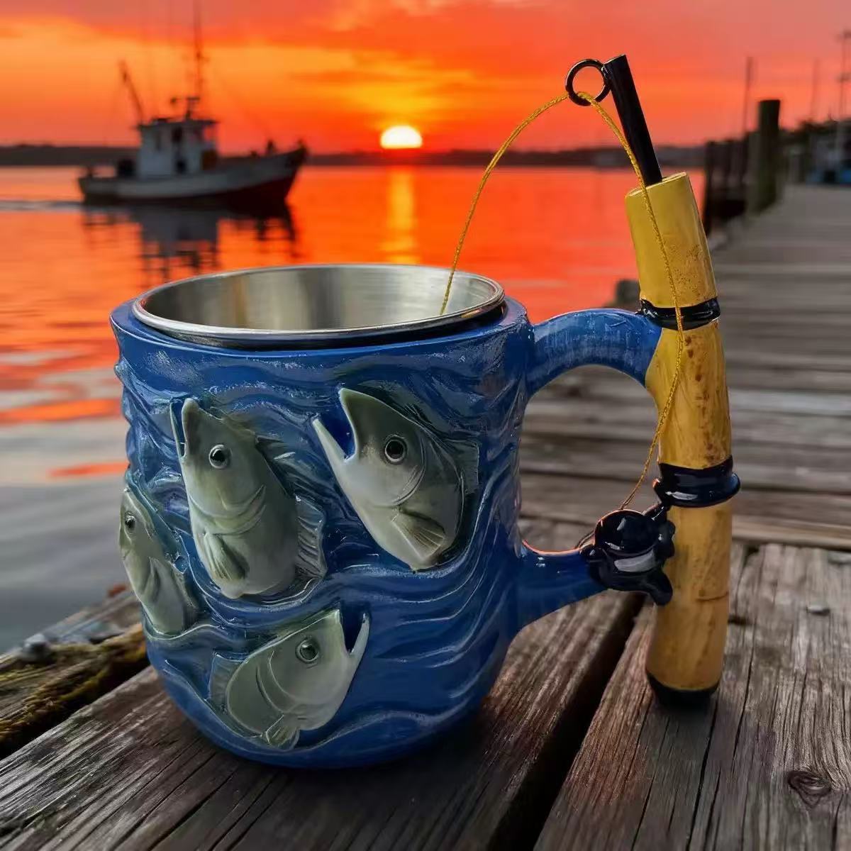【50% DE DESCUENTO】Taza de cerámica con hilo de pescar: el mejor regalo