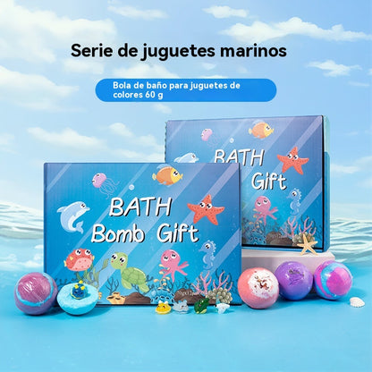🔥【12 piezas 40 euros】Juego de 12 bolas de sales de baño con forma de animales marinos (60 g cada una) para niños.