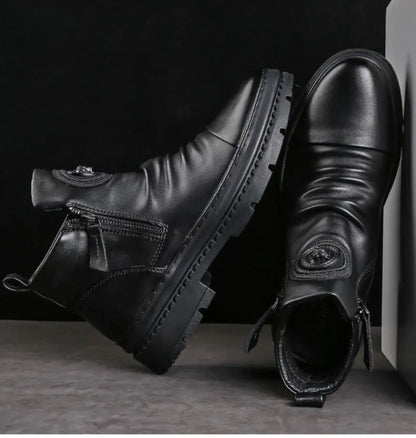 ⏳Novi jesenski in zimski modeli 【39-44】 Novi moški usnjeni škornji, visokokakovostno goveje usnje, ročno izdelani.