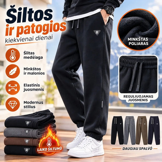 🔥【M–5XL】👖 Vyriškos kelnės šaltam orui su storu flisiniu pamušalu – šiltos ir patogios kasdienės kelnės vyrams