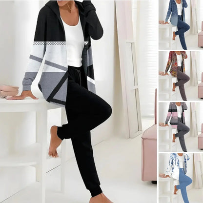 🔥50%OFF👕👖【S-3XL ilgomis rankovėmis + ilgos kelnės】 Laisvalaikio moterų rudens žiemos spaudos dviejų dalių rinkinys