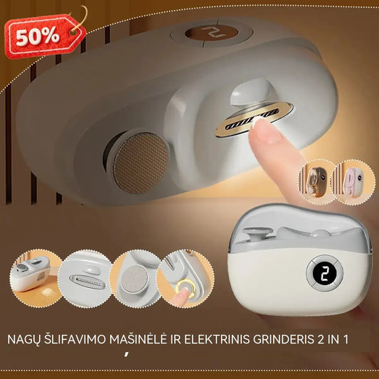 🔥 PERKAMIAUSIA prekė -50 % 💅✂️ Elektrinė nagų dildė „2 viename“ su apsauga nuo įkirtimo