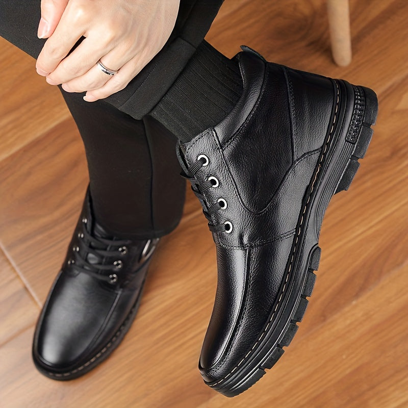 🔥【Nuevo producto】Otoño e invierno 2026, terciopelo para hombre, cuero suave y engrosado, zapatos casuales antideslizantes, botas cálidas de algodón【38-45】