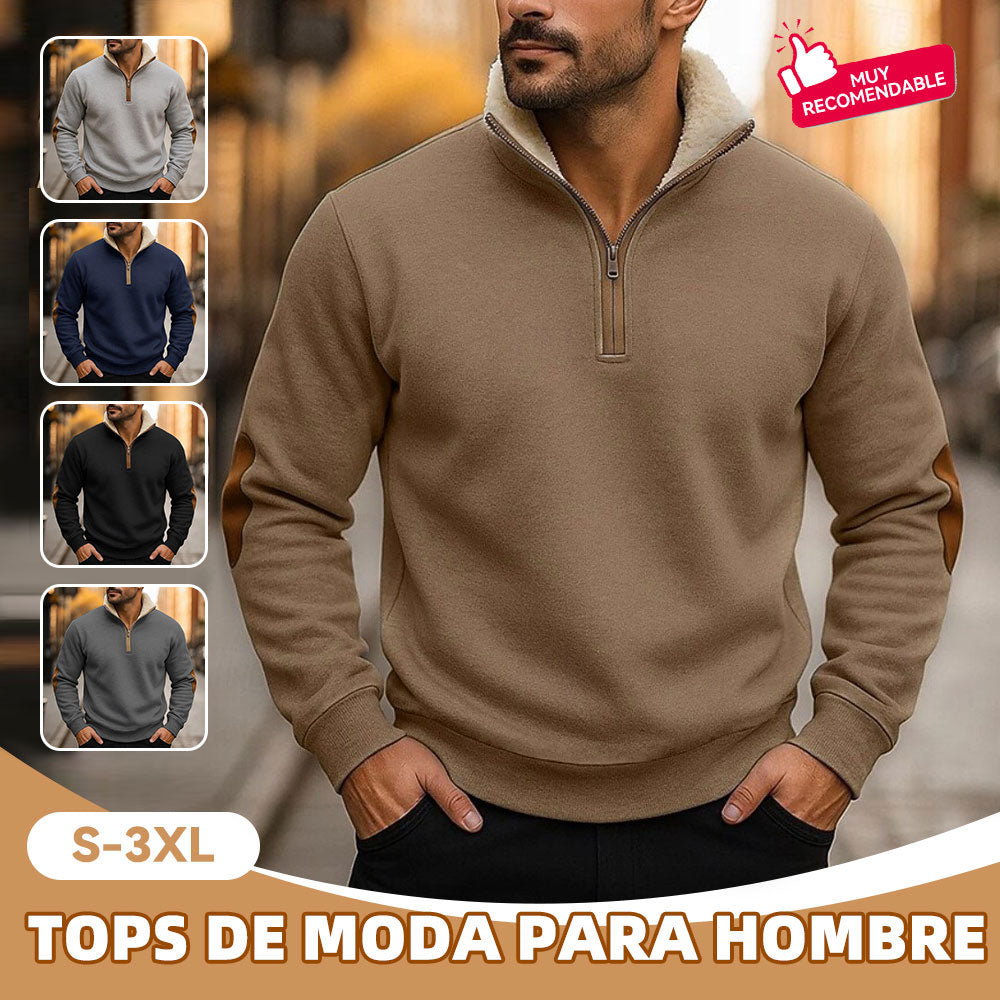 🔥【50% de descuento】Sudadera vintage con bordado y media cremallera  cómoda y con estilo