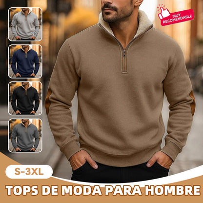 🔥【50% de descuento】Sudadera vintage con bordado y media cremallera  cómoda y con estilo