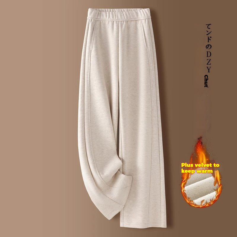 👖【M-2XL】Nuevos pantalones de pierna ancha de corte entallado de otoño/invierno confeccionados en cachemir sintético