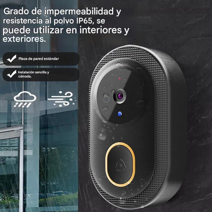 🔥Cámara con timbre inalámbrico: 1080P HD, gran ángulo de 75°, resistente al agua, adecuada para uso en exteriores, con función de visión nocturna por infrarrojos.