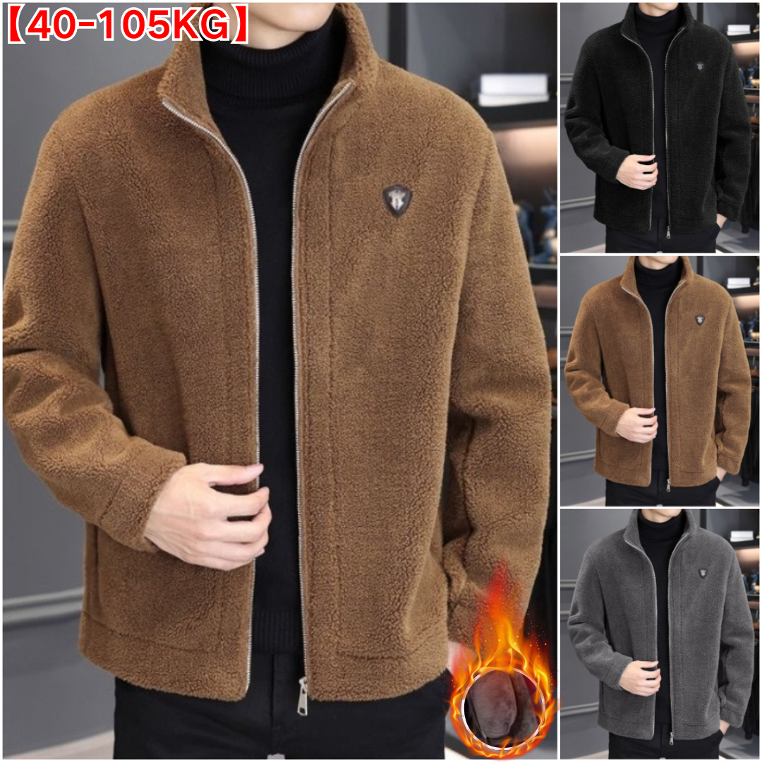 🔥【M-4XL】🐏Nová pánská zimní bunda z jehněčí kůže, silný teplý kabát pro volný čas
