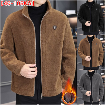 🔥【M-4XL】🐏Nová pánská zimní bunda z jehněčí kůže, silný teplý kabát pro volný čas