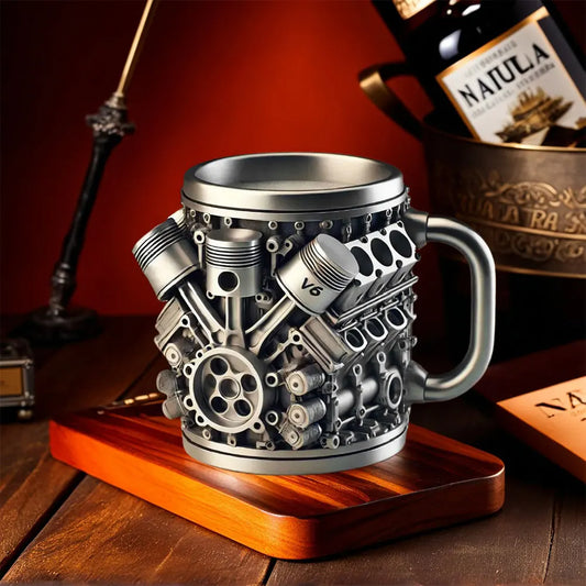 🎁☕ Šálka na kávu Creative Engine V6V8 z nehrdzavejúcej ocele, mechanický dizajn