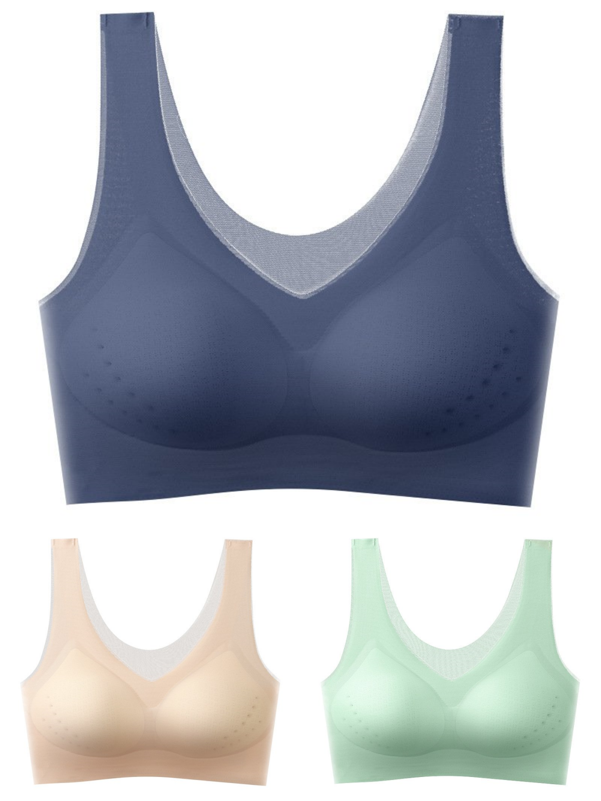 ❄️🧊【Oferta limitada】✨【Juego de 3 piezas】【40–120KG】Sujetador push-up de seda helada 2026 – sin costuras, ligero y transpirable ❄️💃【Comodidad diaria máxima】