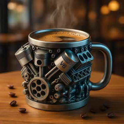 🎁☕【Kupte jeden, druhý dostanete zdarma】Kávový hrnek Creative Engine V6V8 z nerezové oceli