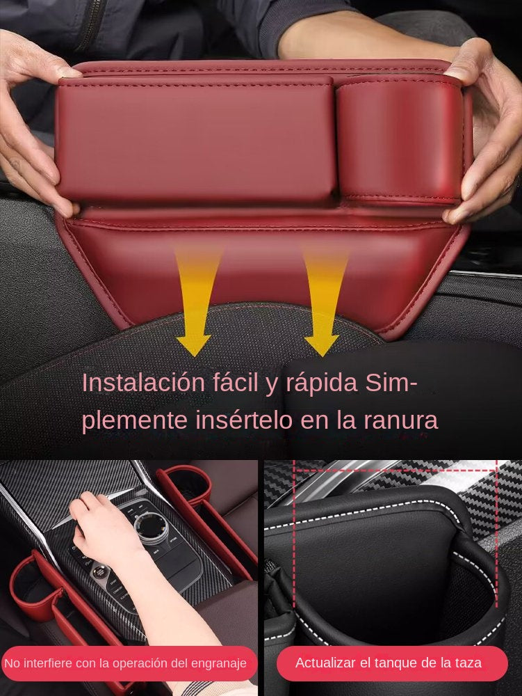 【Compra 1 y obten 1 gratis】🚗🚗Avtomobilska usnjena večnamenska škatla za shranjevanje z držalom za pijačo