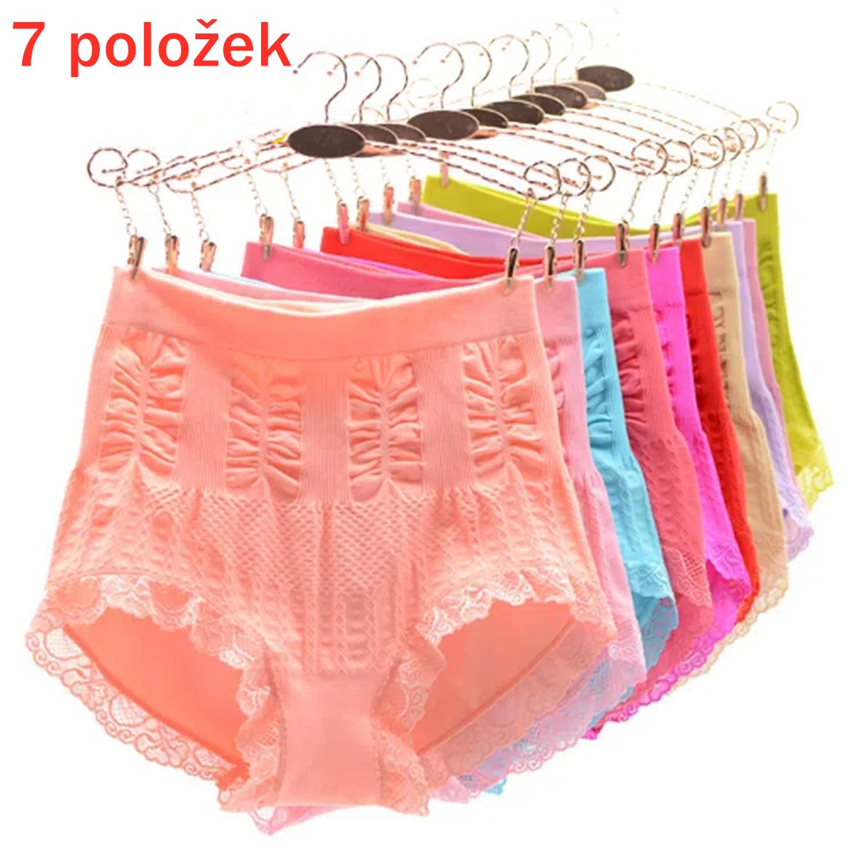 👩🔥【40% sleva】【7 kusů】(60-100kg) Antibakteriální spodní prádlo na kontrolu břicha, vysoká elasticita, vysoký pas, spodní prádlo větší velikosti-3887834