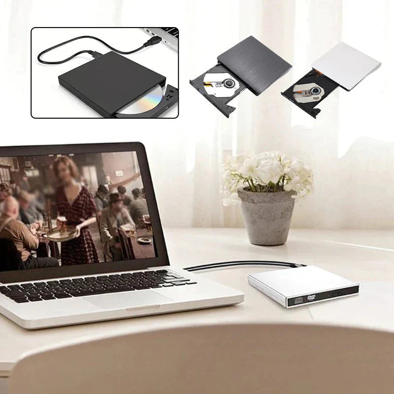 📢📢¡50% de descuento! Unidad de CD/DVD externa: Plug and Play, portátil y fácil de usar, compatible con sistemas Mac/Windows.