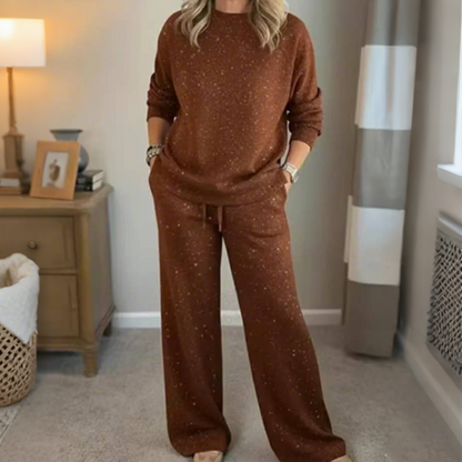 🎄🔥Nuevo conjunto de moda para mujer: Conjunto holgado de dos piezas con capucha navideña brillante