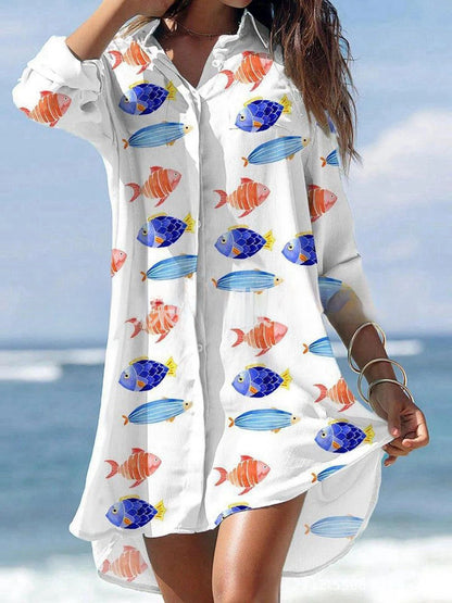 🌻【Kupte 1 a dostanete 1 zdarma】🌻Nové košilové šaty 【S-3XL】🌻2024 s květinovým potiskem