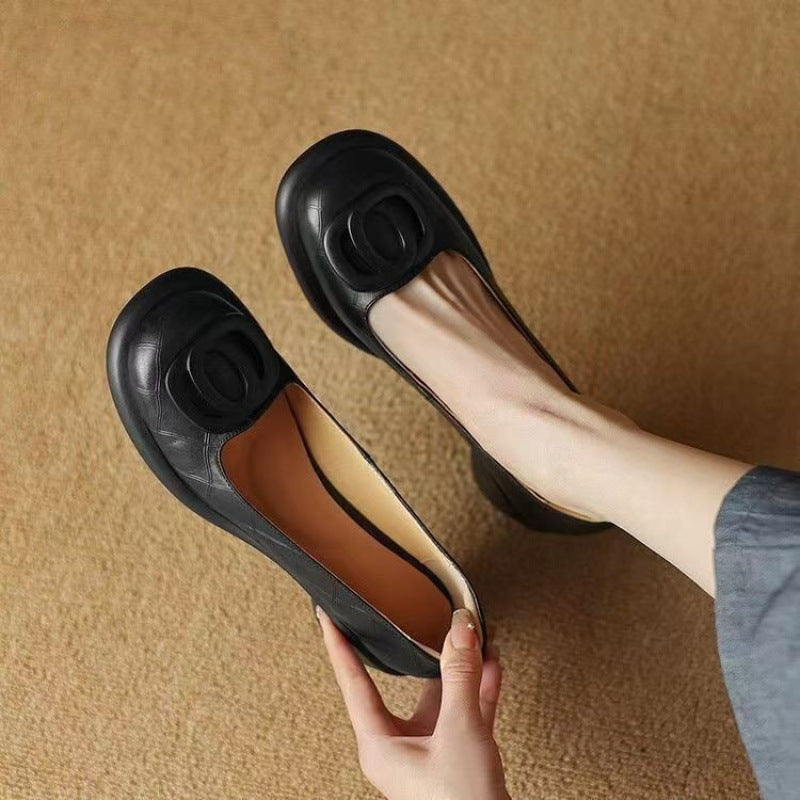👠【Oferta limitada】【35-40】2025 Zapatos cómodos de cuero 👠 Tacón retro 5 CM 🌟 Elegantes y versátiles