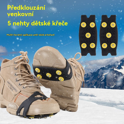 👴🚶🏔️❄️【Compra 1 y llévate 1 gratis】🔥Crampones invisibles antideslizantes de cinco dientes, cubrezapatos para exteriores, imprescindibles para caminar en la nieve, escalar montañas y rocas.