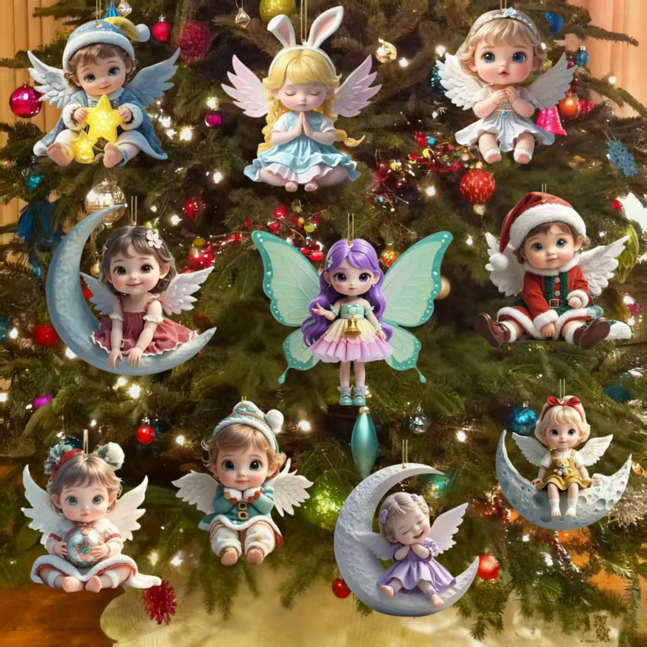 🎁【20 piezas】Ángel de madera - Decoración navideña para el hogar