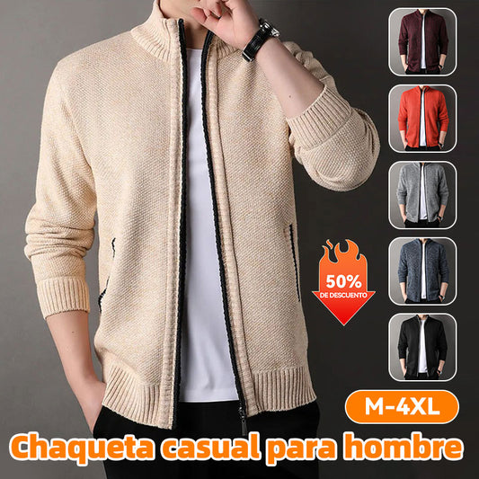 ✨【Pago contra reembolso】 ❄️Cárdigan de lana para hombre con cremallera cuello alto abrigo y cómodo para otoño e invierno 【M-4XL】