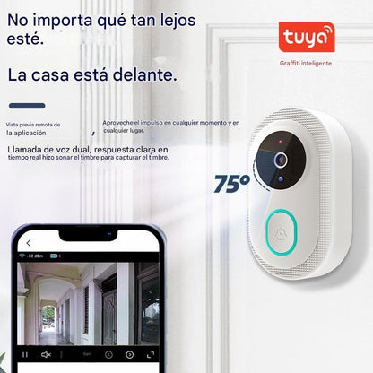 🔥Cámara con timbre inalámbrico: 1080P HD, gran ángulo de 75°, resistente al agua, adecuada para uso en exteriores, con función de visión nocturna por infrarrojos.