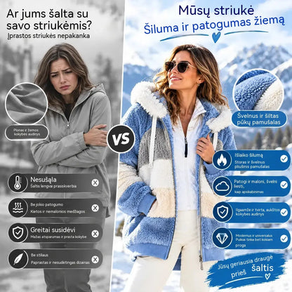☃️Ribotas pasiūlymas: 35 % nuolaida❄️【S–5XL】Nauja 2026 m. moteriška žieminė striukė – šilta, su pūkuotomis juostelėmis