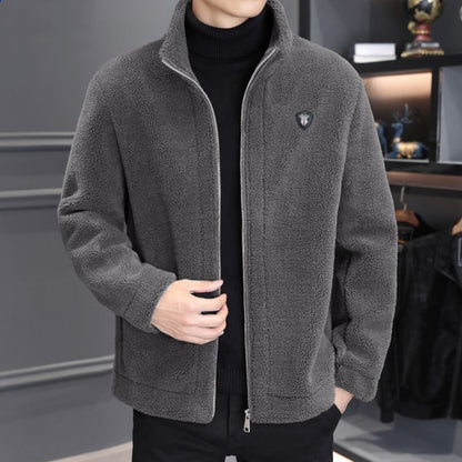 🔥【M-4XL】🐏Nová pánská zimní bunda z jehněčí kůže, silný teplý kabát pro volný čas