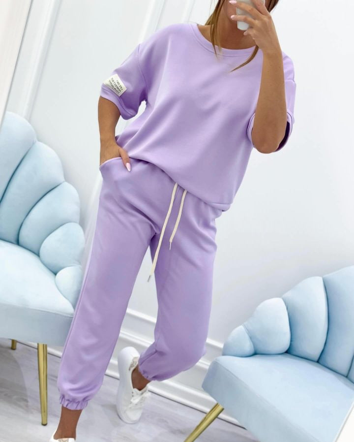 🔥Conjunto casual de top y pantalón liso para mujer