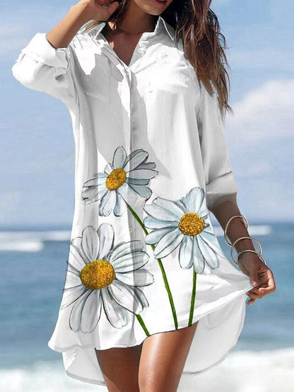 🌻【Kupte 1 a dostanete 1 zdarma】🌻Nové košilové šaty 【S-3XL】🌻2024 s květinovým potiskem