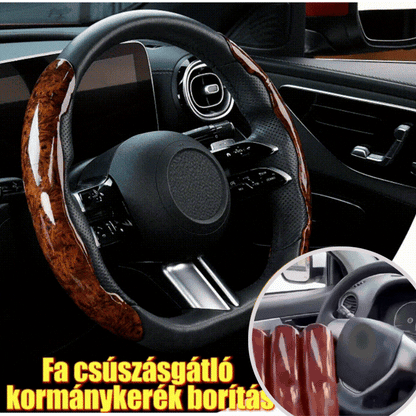🚗【1 juego de 3 piezas】 Funda antideslizante para volante de coche con vetas de madera